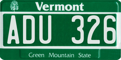 VT license plate ADU326