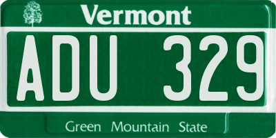 VT license plate ADU329