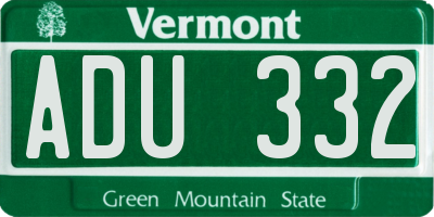 VT license plate ADU332