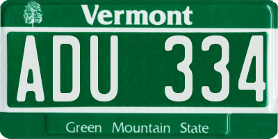 VT license plate ADU334