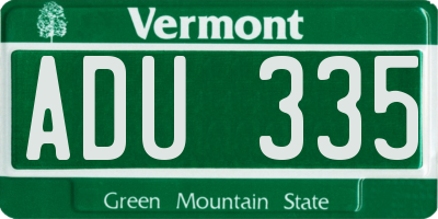VT license plate ADU335