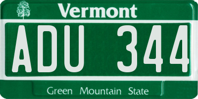 VT license plate ADU344