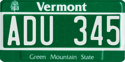 VT license plate ADU345