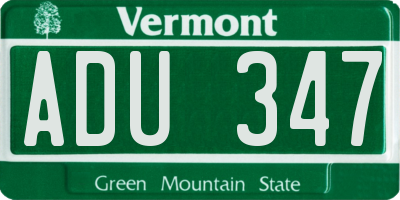 VT license plate ADU347