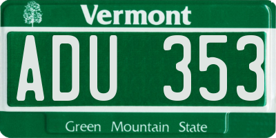 VT license plate ADU353
