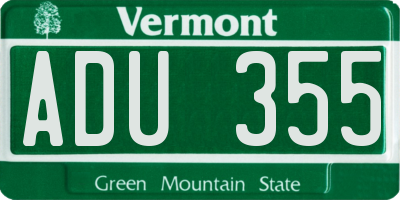 VT license plate ADU355