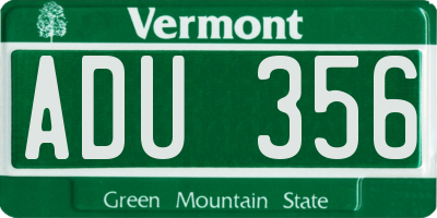 VT license plate ADU356