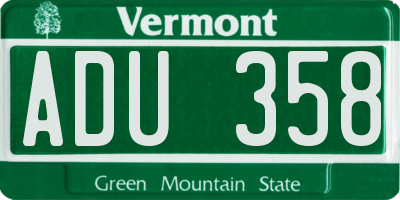 VT license plate ADU358