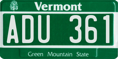 VT license plate ADU361