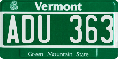 VT license plate ADU363