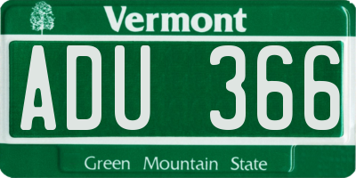 VT license plate ADU366