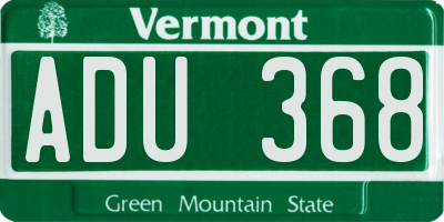 VT license plate ADU368