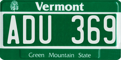 VT license plate ADU369