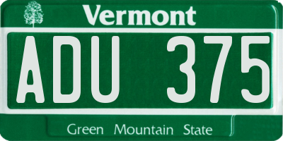 VT license plate ADU375