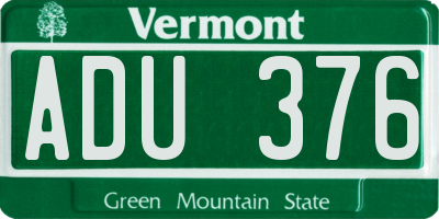 VT license plate ADU376