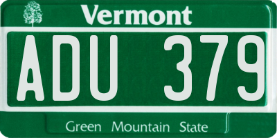 VT license plate ADU379