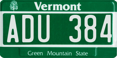 VT license plate ADU384