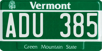 VT license plate ADU385