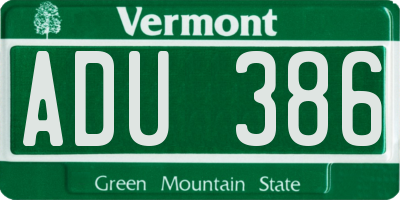 VT license plate ADU386