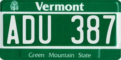 VT license plate ADU387