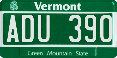 VT license plate ADU390