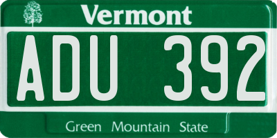 VT license plate ADU392
