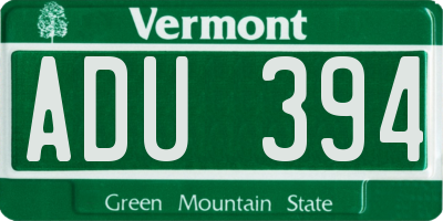 VT license plate ADU394