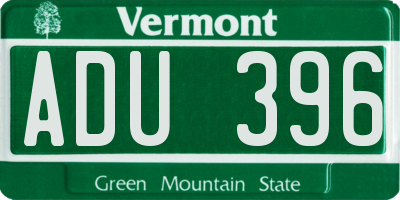 VT license plate ADU396