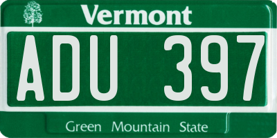 VT license plate ADU397