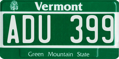 VT license plate ADU399