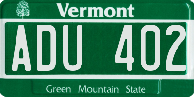 VT license plate ADU402
