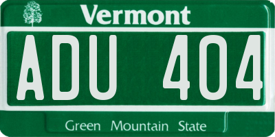 VT license plate ADU404
