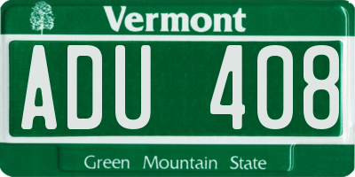 VT license plate ADU408