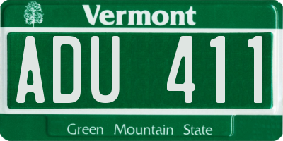 VT license plate ADU411