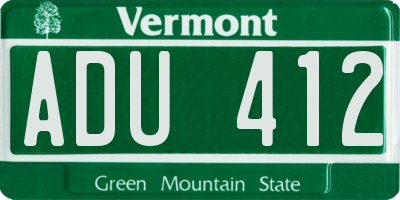 VT license plate ADU412