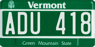 VT license plate ADU418