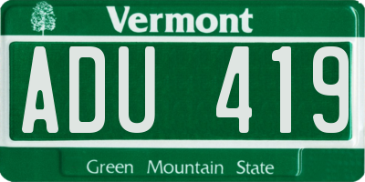 VT license plate ADU419