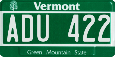 VT license plate ADU422