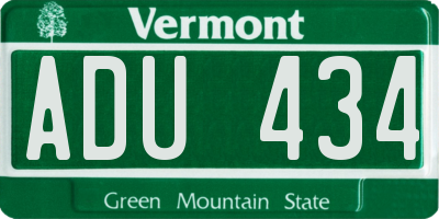 VT license plate ADU434