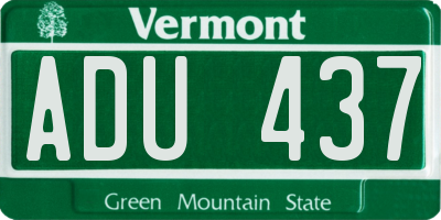 VT license plate ADU437