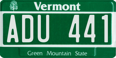 VT license plate ADU441