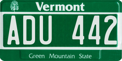 VT license plate ADU442