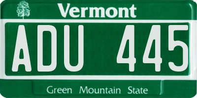 VT license plate ADU445
