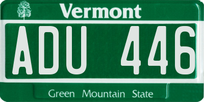 VT license plate ADU446