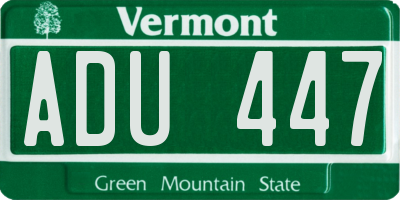 VT license plate ADU447