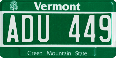 VT license plate ADU449