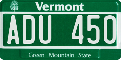 VT license plate ADU450