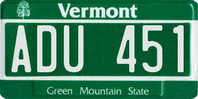 VT license plate ADU451