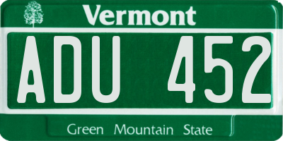 VT license plate ADU452