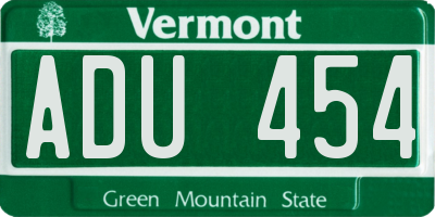 VT license plate ADU454